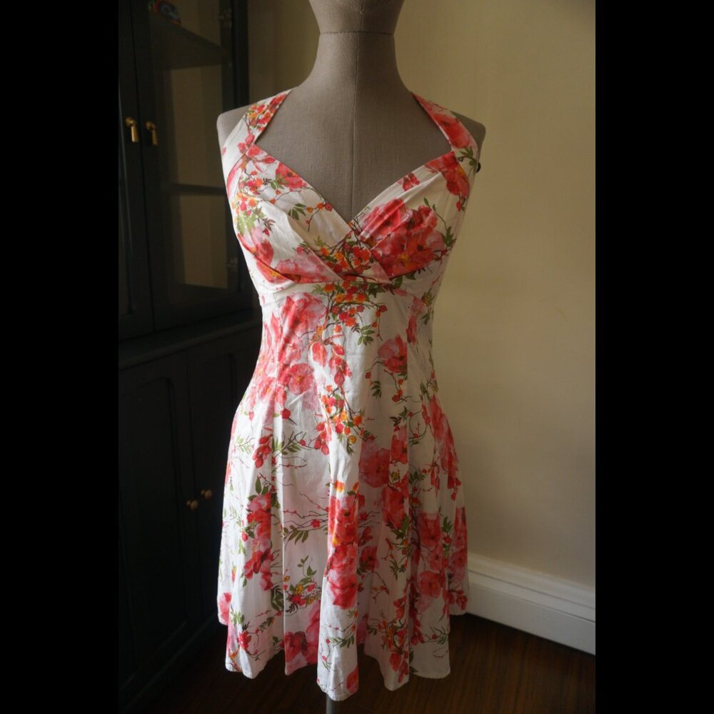 ​🌸 ModCloth Sweetheart Halter A-Line Mini Dress - Watercolor Floral Print 🌸